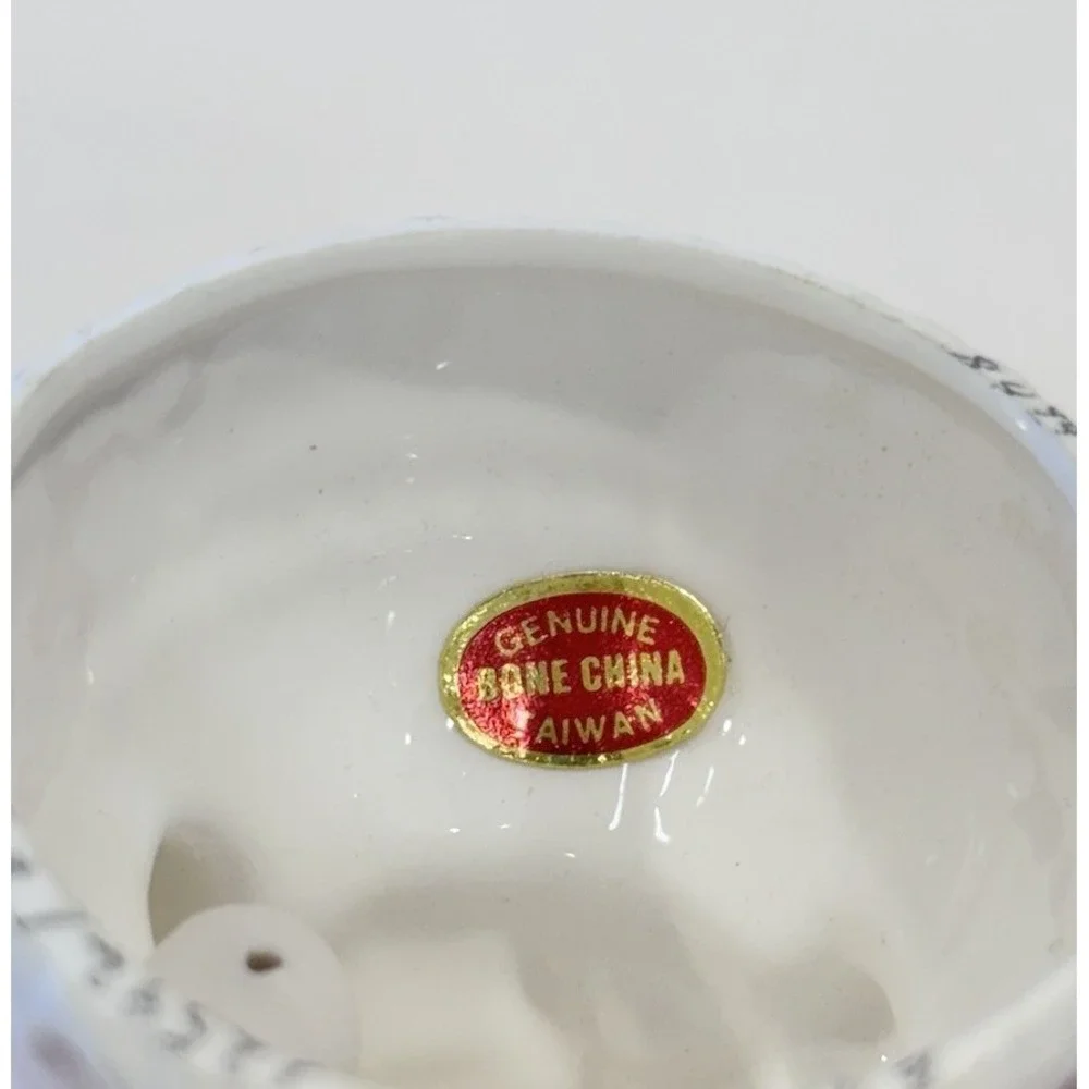 Vintage Bone China Easter Bunny w‎ Egg Bell 3 in Made In Taiwan Seasonal Decor